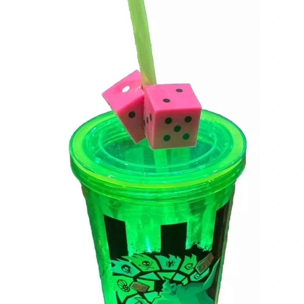 Disney Parks Oogie Boogie Bash Tumbler 2022 Light Up Cup Dice Straw DCA NEW